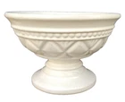Vintage Hull Pottery White Ceramic Diamond Footed Pedestal Bowl 5"x6" BX2