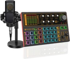 Sound Mixer Board, LED Light Voice Changer Sound Card with Multiple Sound Effect
