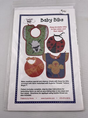 Lamb, Chick and Ladybug Baby Toddler Bibs Sewing Patterns by Annie UNCUT