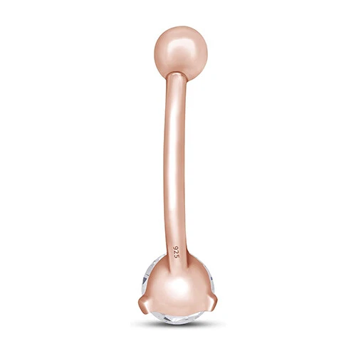 Piercing corporal anillo ombligo ombligo piedra de nacimiento simulada enchapado en oro rosa de 14 k Foto 3 de 4