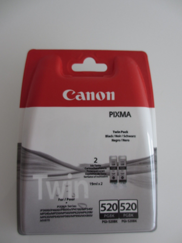 Original Twinpack Canon Pixma 2x PGI-520BK iP3600 iP4700 MP540 MP550 - Afbeelding 1 van 3