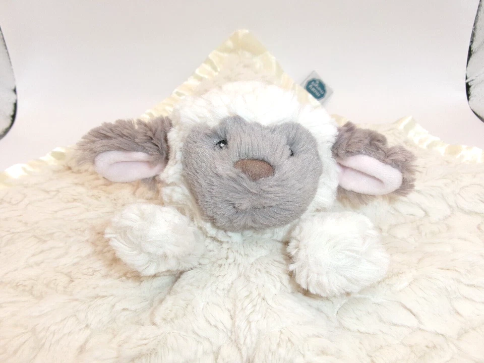 Manta de seguridad Mary Meyer White Lamb Lovey encuadernación satinada y textura esponjosa trasera Foto 2 de 4