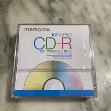 Memorex CD-R, 52x 700MB, 80 Min, 10 Pack Blank Cds - Music Photos NEW & SEALED!