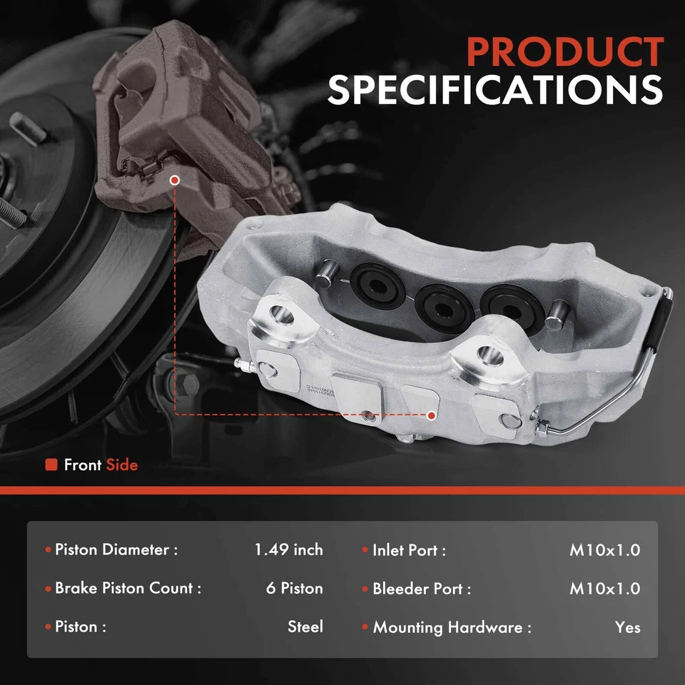 2x Pinza de freno delantera con 6 pistones para Porsche Cayenne Volkswagen Touareg Foto 2 de 4
