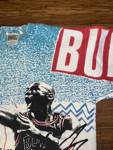 Vintage 90s Magic Johnson T’s All Over Print Pullover MICHAEL JORDAN Sz Medium - Picture 8 of 18