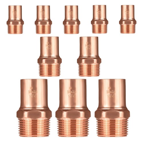 pack Of 10 3/4" Ftg X 3/4" Male Street Adapter Lf Copper Plumbing Fitt