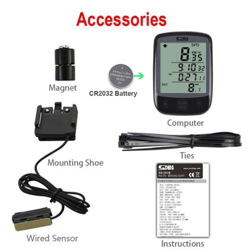 Waterproof Backlight Bicycle Speedometer Meter Computer Bike Speedometer - Picture 2 of 10