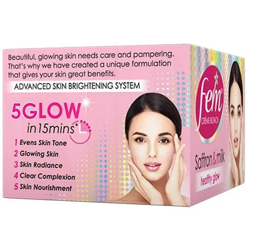 Dabur Fem Creme Bleach SAFFRON & MILK Healthy Glow 8Gm/24Gm/64Gm-Female Face- FS - Image 3 of 3