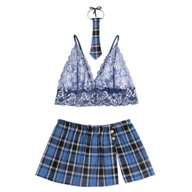 Women Sexy Lingerie Babydoll Lace Bikini Top School Girl Role Play Night Costume