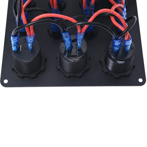 12V-24V Blue 8 Switch Panel USB Port 12V Outlet Combination Marine LED Rocker - Picture 4 of 7