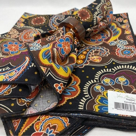 Juego de 4 servilletas de tela con estampado de cachemira Vera Bradley Kensington nuevas Foto 3 de 4