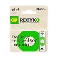 4 x GP AA ReCyko Rechargeable batteries 2600mAh NiMH 1.2V batteries Pack of 4 6.35 per battery