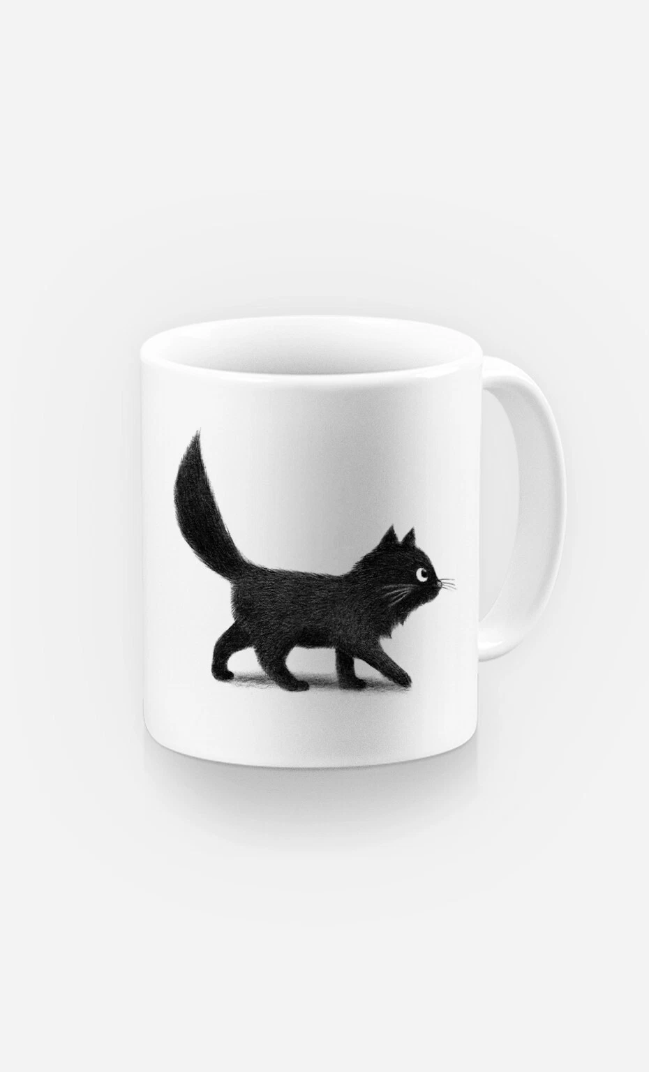 Ceramic Mug - White Creeping Cat Design
