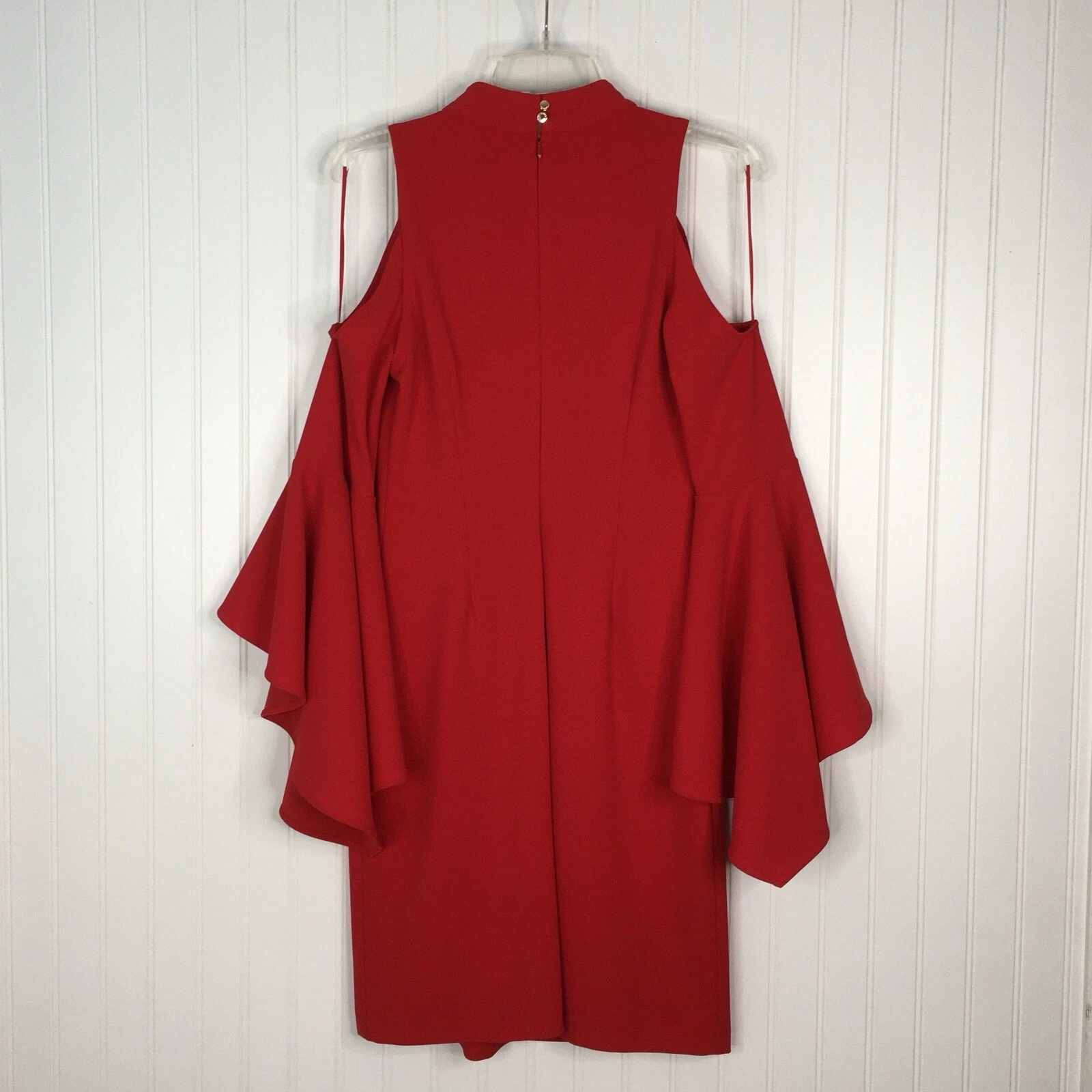 VETEMENTS Abito Vince Camuto rosso girocollo manica a campana spalle fredde taglia Xs mini