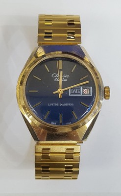 Montre Vintage Electra Classic - Cadran Transitionnel Bleu Dégradé - Mécanique à Remontage Manuel - Boîtier Or Acier 36mm