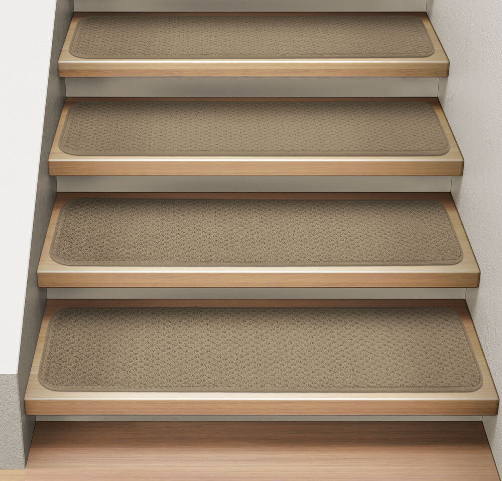 Set of 12 ATTACHABLE Carpet Stair Treads CAMEL TAN runner rugs