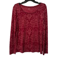 Loft Outlet Womens Long Sleeve Damask Print Top Size Large Polyester/Rayon women