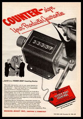 1945 Veeder Root Control Counting Devices Hartford Connecticut Vintage Print Ad