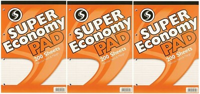 3er PACK SILVINE SUPER ECONOMY A4 200 BLÄTTER SCHMALE FEINTE & RAND NACHFÜLLPADS