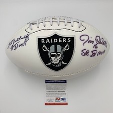 FRED BILETNIKOFF-JIM PLUNKETT signed RAIDERS F/S Logo Football w/SB MVP - PSA