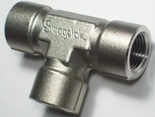 1- Swagelok Stainless Steel Pipe Tee Fitting, 1/2" Female NPT, SS-8-T