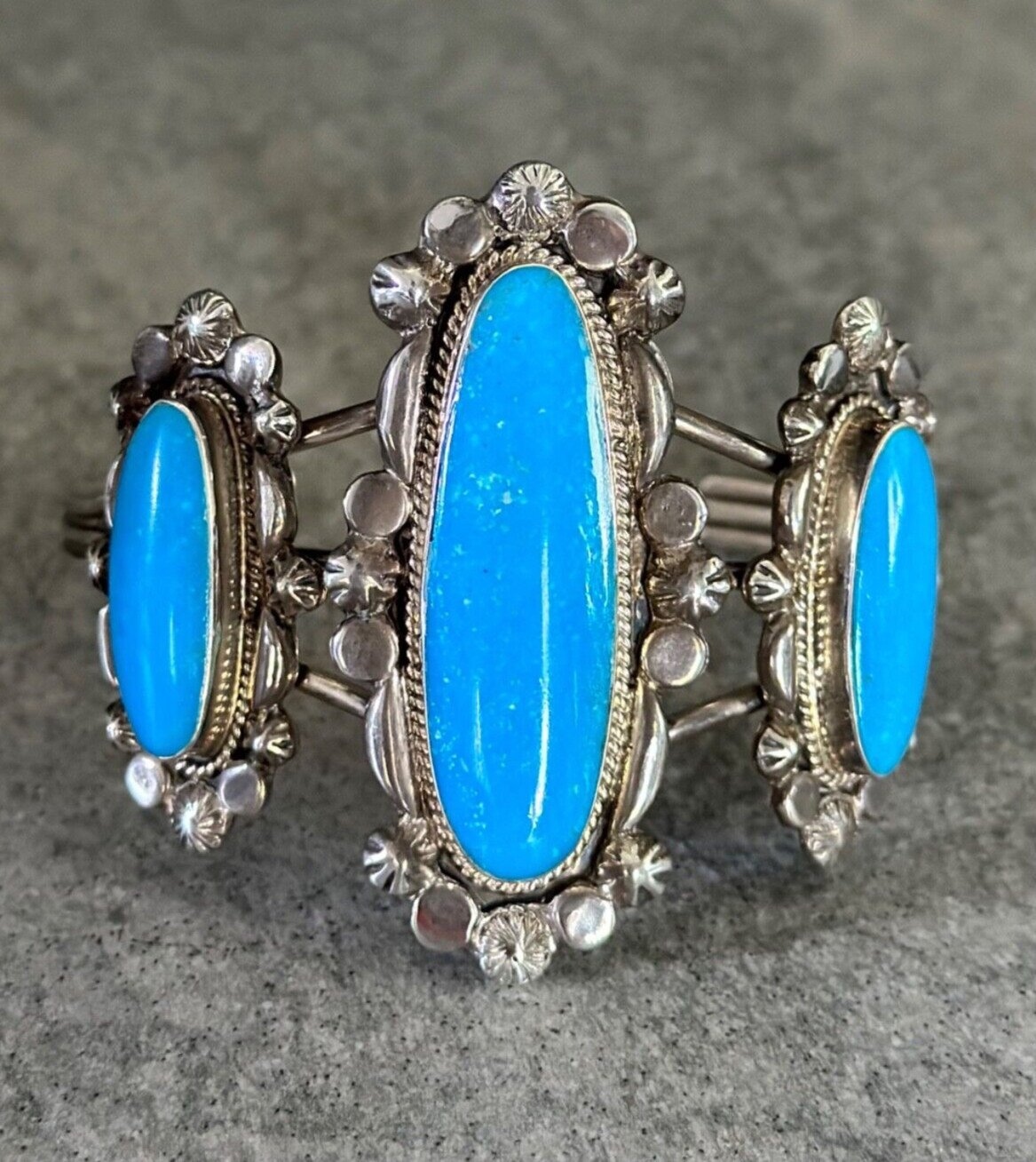Striking Vintage Native American Navajo Raised Sterling Silver Randy Secatero Bracelet Old Striking Vintage Native American Navajo Raised Sterling Silver Randy Secatero Bracelet Old