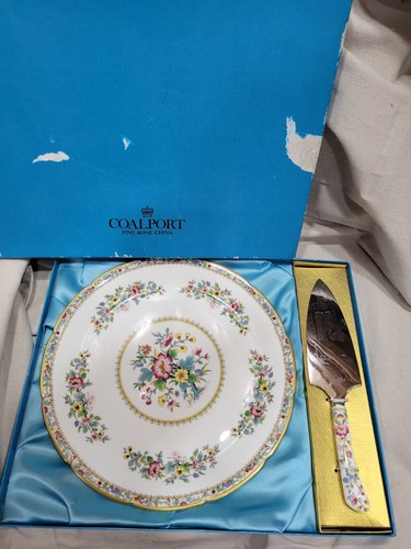 Mint New Box England English Coalport 'Ming Rose' Porcelain Plate Serving Knife - Picture 2 of 11