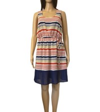 Charming Charlie Women's Summer Dress Size M Striped Lined Drawstring NWT