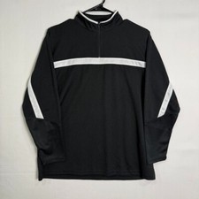 Alleson Athletic Youth Large 1/4 Zip Black  White Performance Pullover