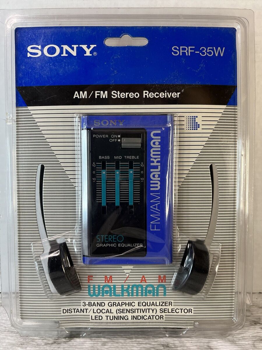 Vintage Sony Walkman SRF-35W FM/AM Blue Radio Equalizer W Vintage Sony Walkman SRF-35W FM/AM Blue Radio Equalizer W