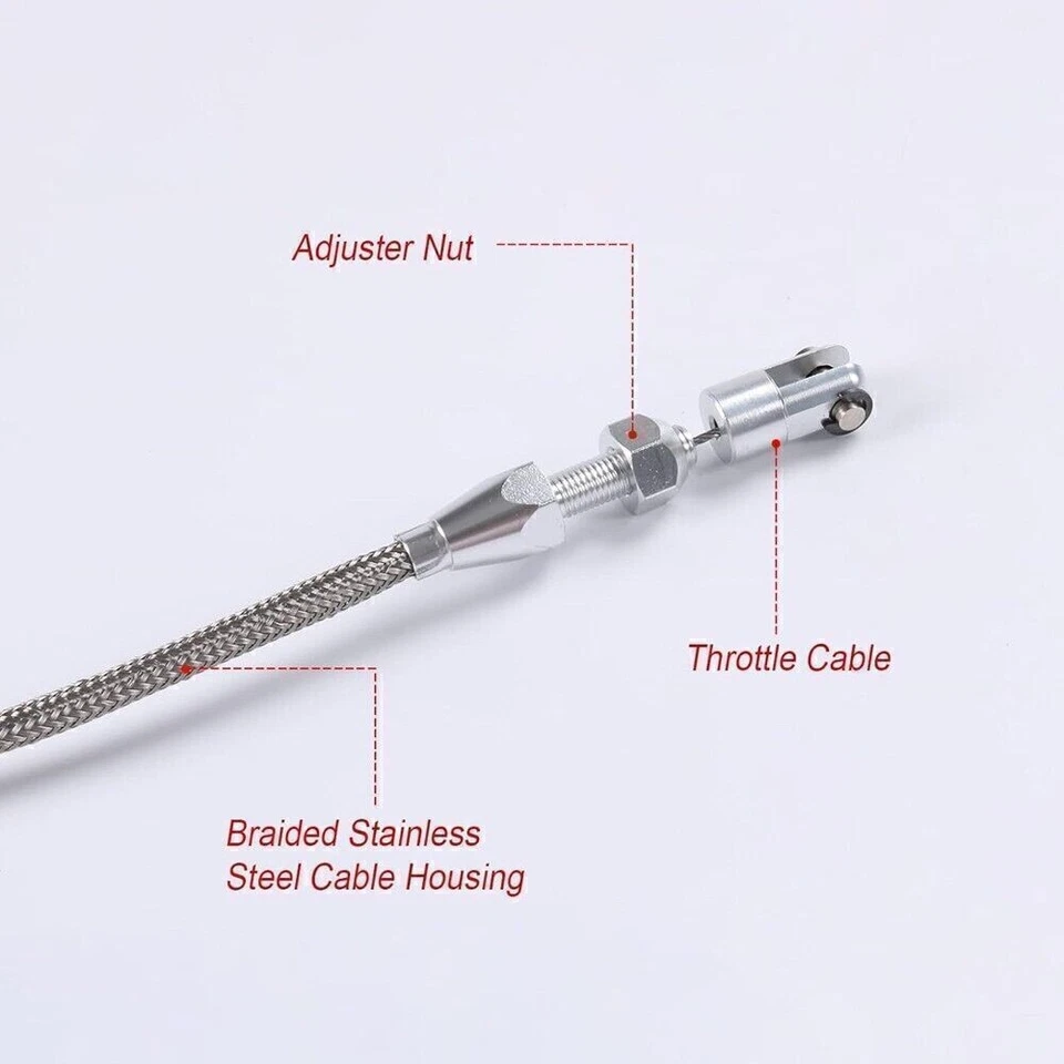 36" Length Adjustable Car Throttle Cable Accelerator Cable Replacement Silver Foto 2 de 4