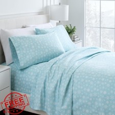 Bare Home Twin XL Flannel Sheet Set, 100 Cotton, Deep Pocket, Snowdrift