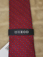   NEW  Izod Silk Tie Mens   Red With Geometric design Formal Dress New  