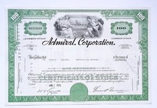 Alte Aktie ADMIRAL Corporation von 1970