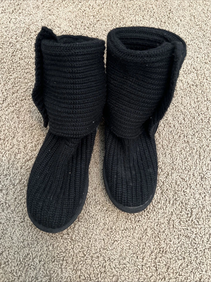 UGG Zapatos Mujeres Negro Clásico Cardy Tejido Suéter Hasta la Rodilla Botas de Invierno Talla 8 Foto 3 de 4
