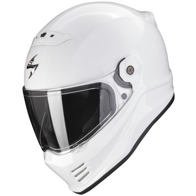Scorpion Covert FX Solid Weiss Motorradhelm Helm ECE 22.06 Visier Dark Smoke