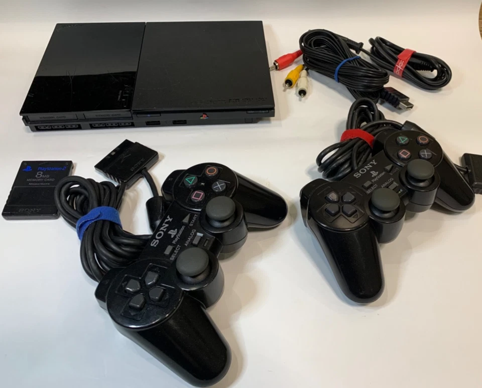 Sony PlayStation 2 Slim SCPH-90004 + 2 Controllers + 8MB Memory Card + GTA SA - Image 4 of 4