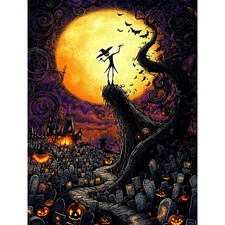 Halloween Diamond,Art Kits for Adults, Halloween Cemetery Diamond Painting Kits,