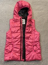 Mädchen Steppweste mit Kapuze – Pink/Magenta – Gr. 158/164 – Leopard-Futter