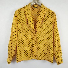 Vintage 80s 90s Russ Yellow Womens Yellow Plus Size Geometric Top
