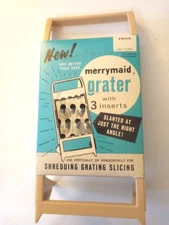 New Old Stock Merrymaid Grater w  3 Inserts Mid Mod Kitchen