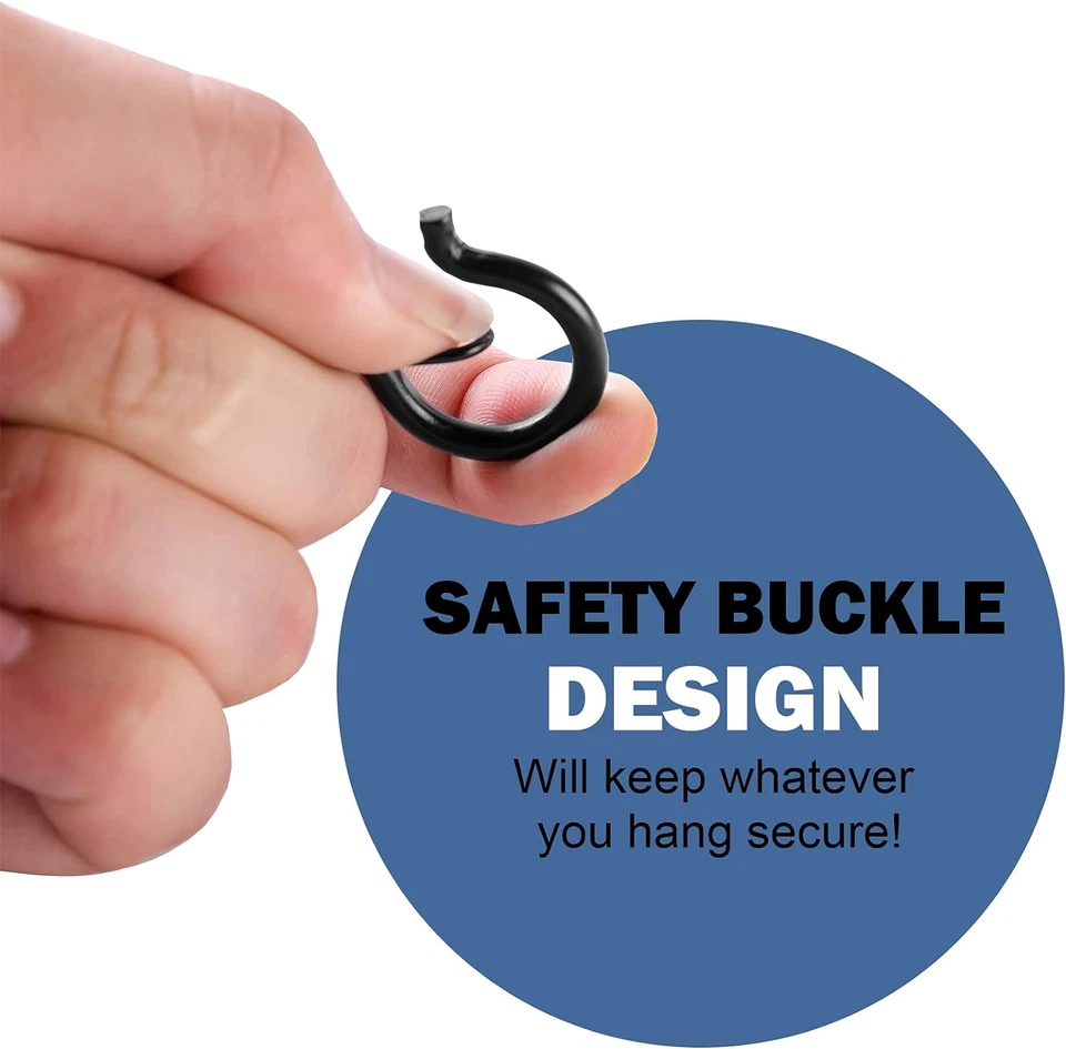 20件装Q挂钩带安全扣,防风螺丝钩用于悬挂外挂 — 第 2/4 张图片