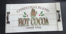 Christmas Blend Hot Cocoa Served Here MDF Sign Metallic Handles Wall Decor 18.5"