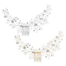 2 Pcs Wedding Crystal Hair Comb Bride Accessories Clips for Bridal