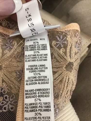 la perla bra panties set Nude Peach Lilac Floral Embroidery Nwt Size 34B - Picture 6 of 9