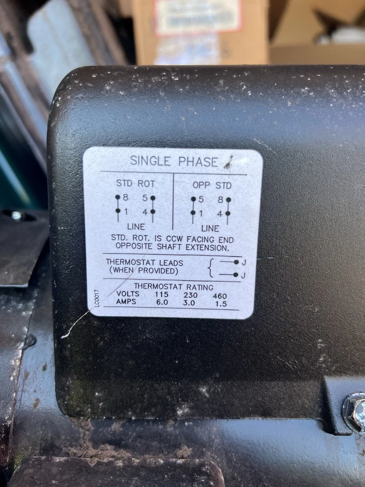 Baldor 7.5 Hp Electric Motor 3450 RPM 213 T Frame 1 Ph Single Phase 208/230 Volt - Image 3 of 3