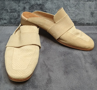 Free People At Ease Women's 40 Tan Snake Embossed Suede Loafer Mules Shoes