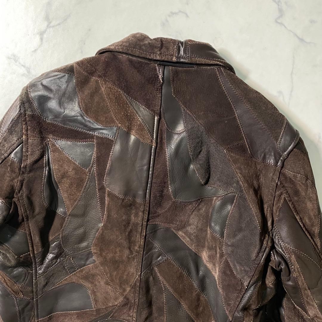 Tornado Mart Leather Patchwork Tailored Jacket M … - image 9