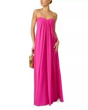 Adrianna Papell Chiffon Long Gown Strapless Hot Pink Flame sz 12 NWT Formal Prom