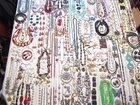 HUGE 200 PC LOT VINTAGE NOW COSTUME JEWELRY-NECKLACES, EARRINGS, PINS, BRACELETS